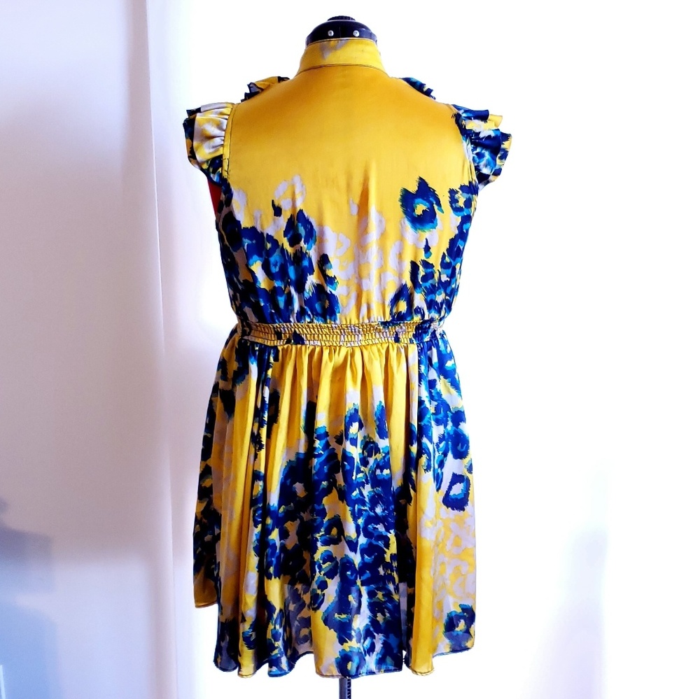 Forever21 Ruffled Abstract Leopard Print Dress - L - Picture 3 of 4